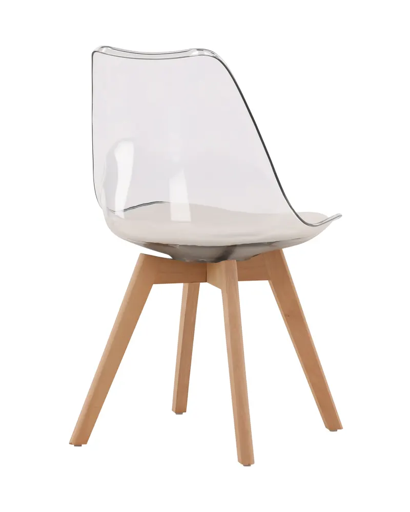 Edvin Esszimmerstuhl mit transparenter Schale und Birkenbeinen, Ansicht 12