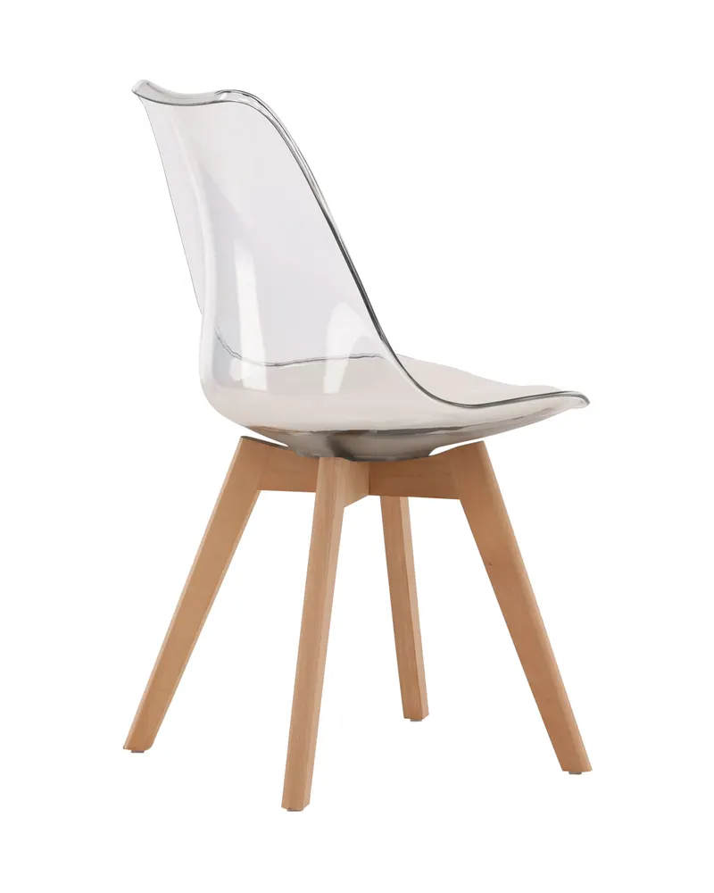 Edvin Esszimmerstuhl mit transparenter Schale und Birkenbeinen, Ansicht 13