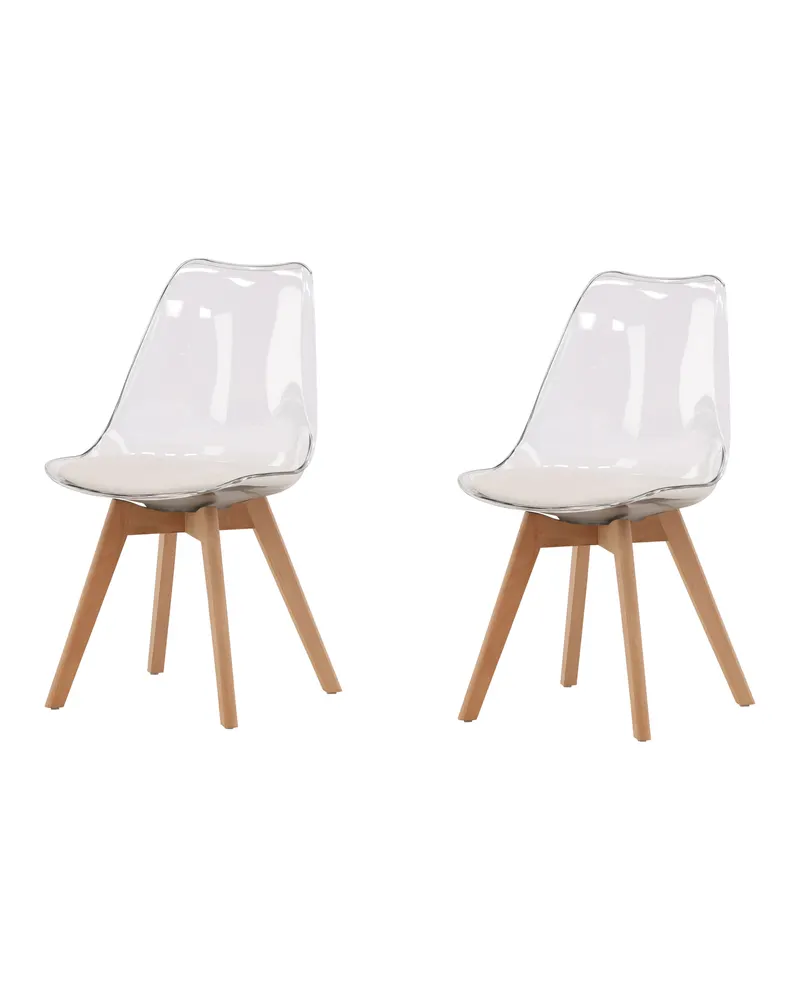 Edvin Esszimmerstuhl mit transparenter Schale und Birkenbeinen, Ansicht 3