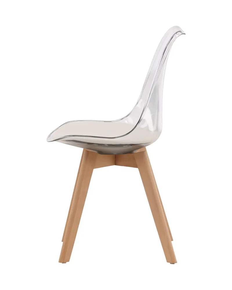 Edvin Esszimmerstuhl mit transparenter Schale und Birkenbeinen, Ansicht 5