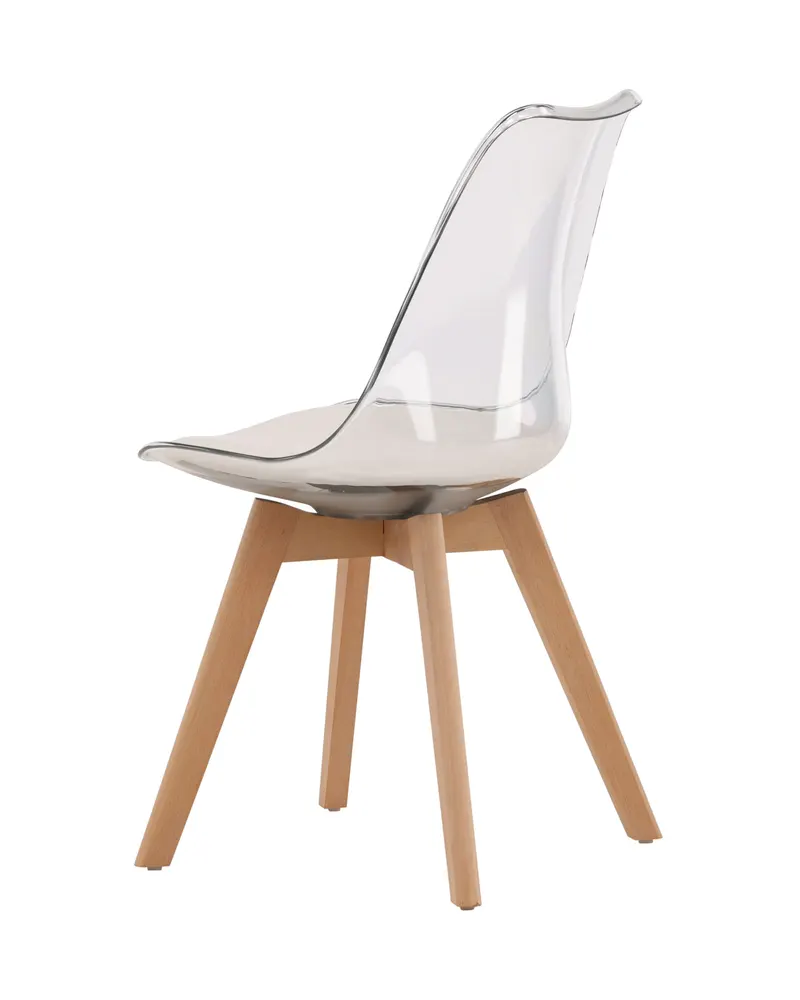 Edvin Esszimmerstuhl mit transparenter Schale und Birkenbeinen, Ansicht 6
