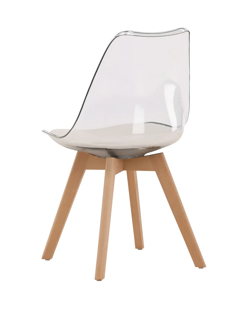 Edvin Esszimmerstuhl mit transparenter Schale und Birkenbeinen, Ansicht 7