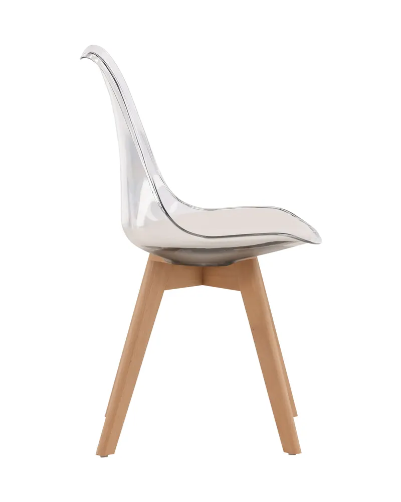 Edvin Esszimmerstuhl mit transparenter Schale und Birkenbeinen, Ansicht 9