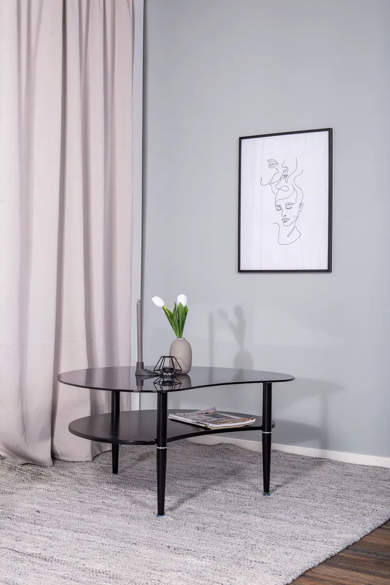 Egg Couchtisch aus Glas mit Ablage, im Wohnraum, Ansicht 1