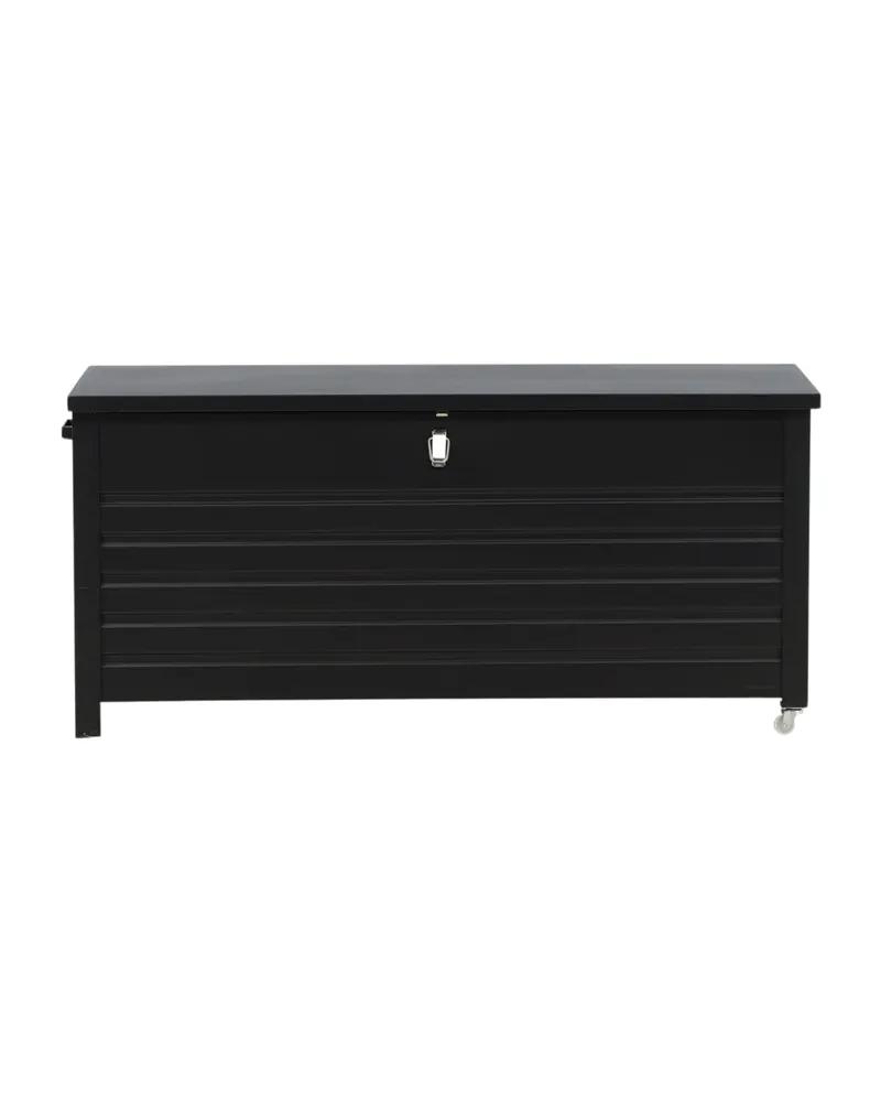 Elsa Auflagenbox aus Aluminium mit Lamellenfront, Schwarz