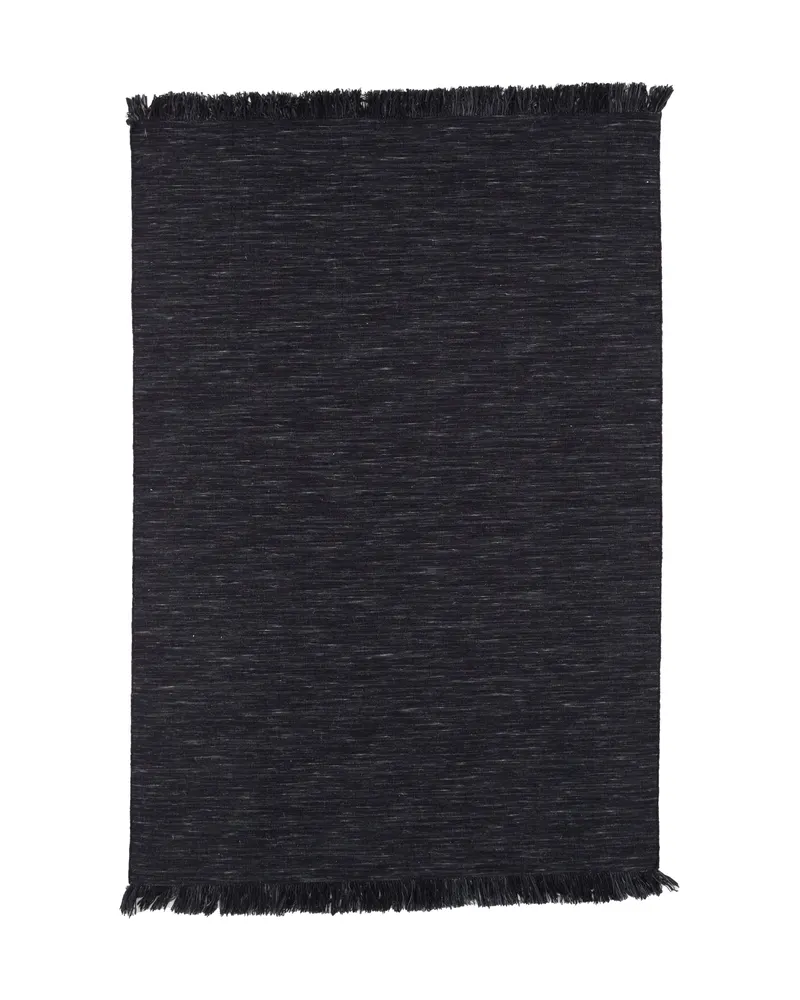 Elton Wollteppich als Flachgewebe in Schwarz, 350 × 250 cm