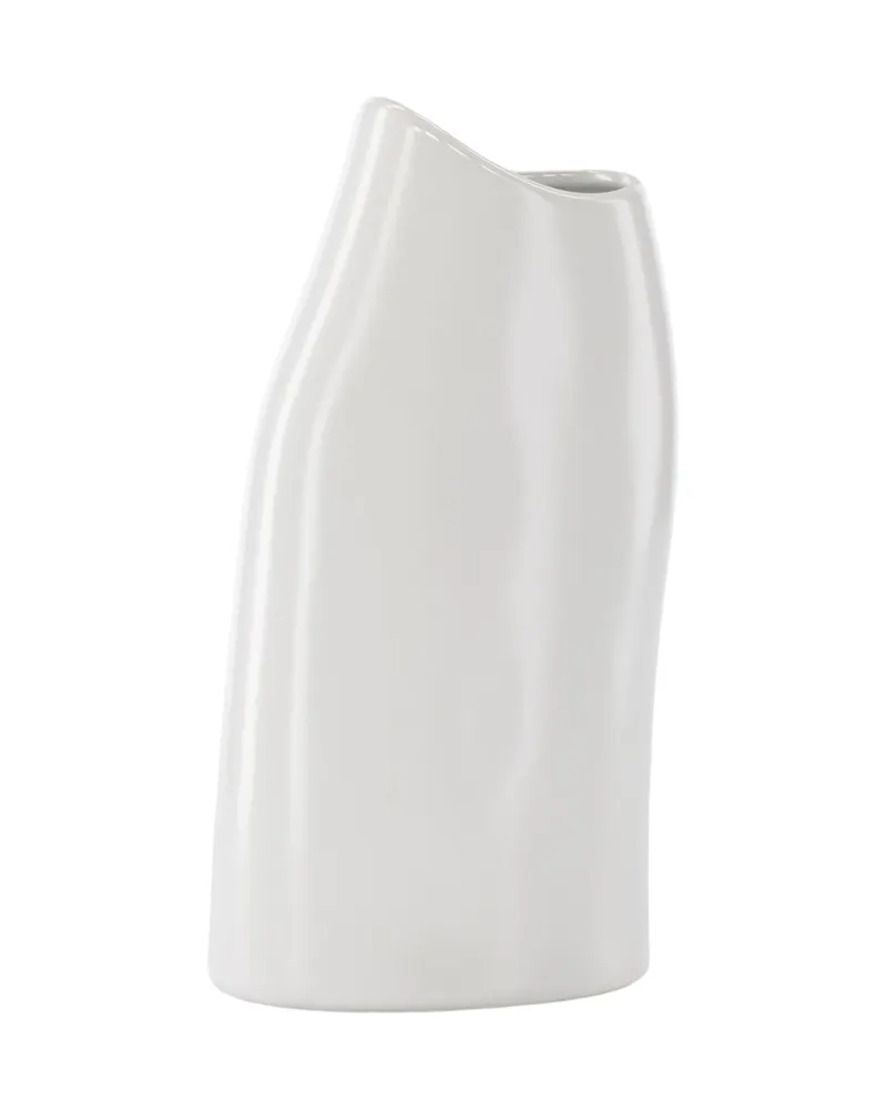 Ernst Vase mit schräg angeschnittenem Rand aus Steinzeug in Weiß, Ansicht 1