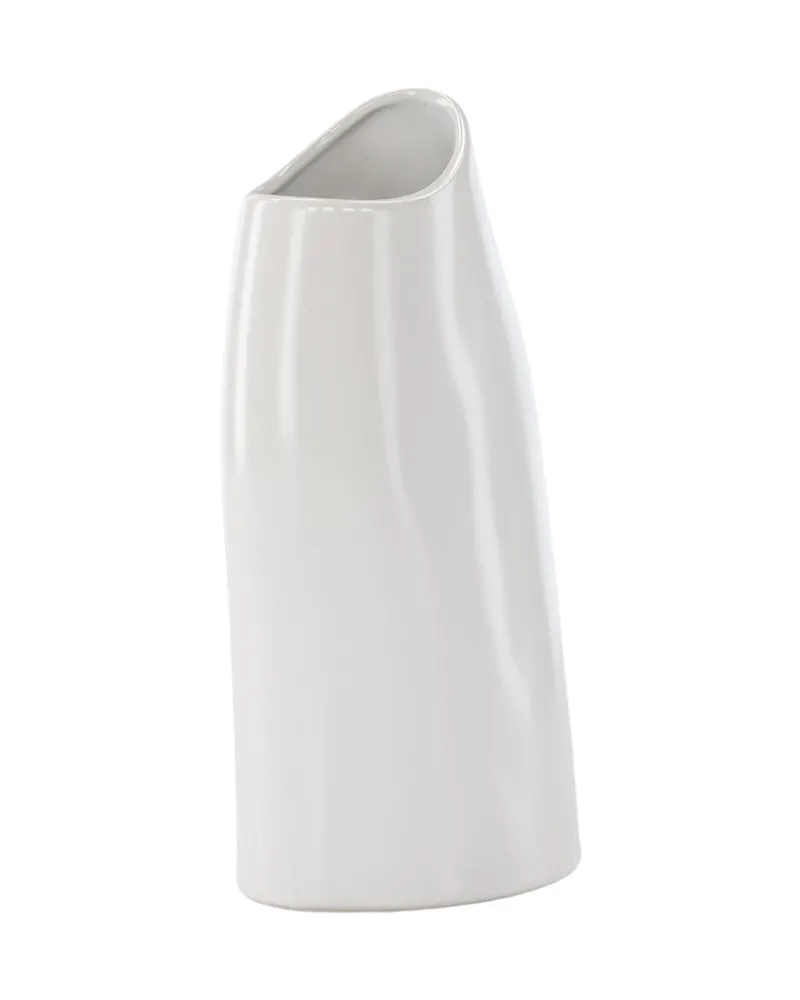 Ernst Vase mit schräg angeschnittenem Rand aus Steinzeug in Weiß, Ansicht 8