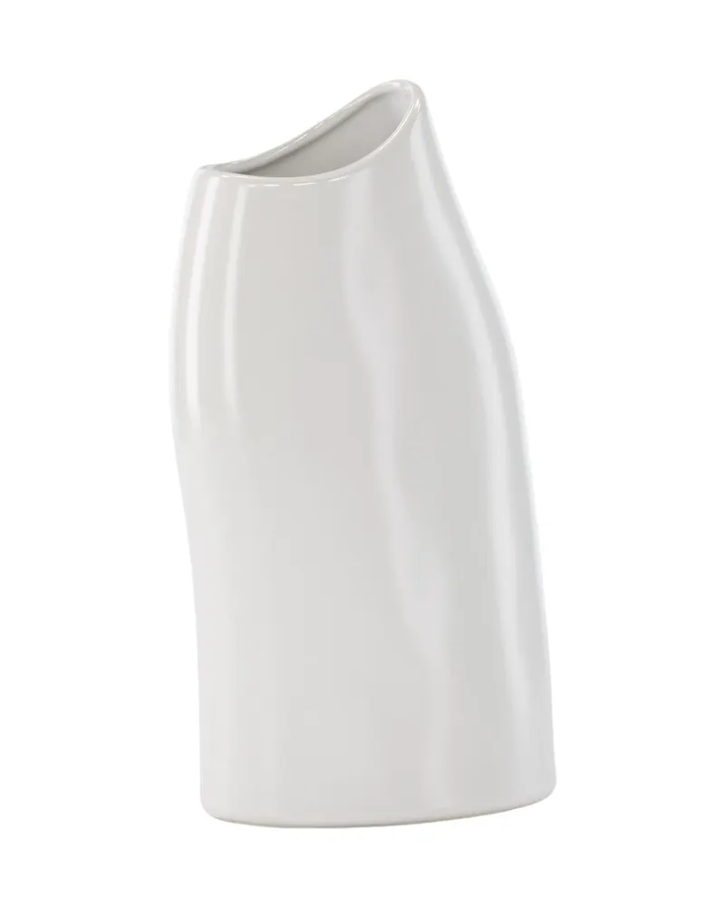 Ernst Vase mit schräg angeschnittenem Rand aus Steinzeug in Weiß, Ansicht 9