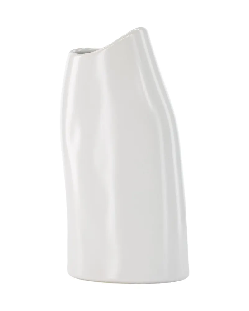 Ernst Vase mit schräg angeschnittenem Rand aus Steinzeug in Weiß, Ansicht 11