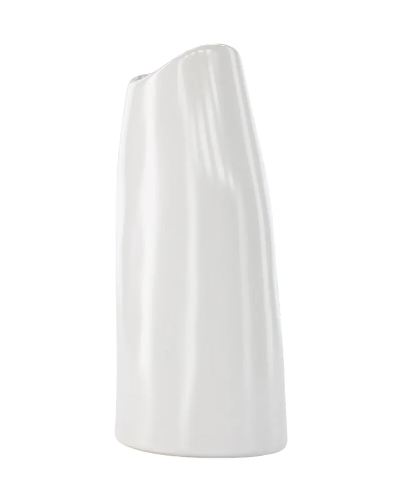 Ernst Vase mit schräg angeschnittenem Rand aus Steinzeug in Weiß, Ansicht 12