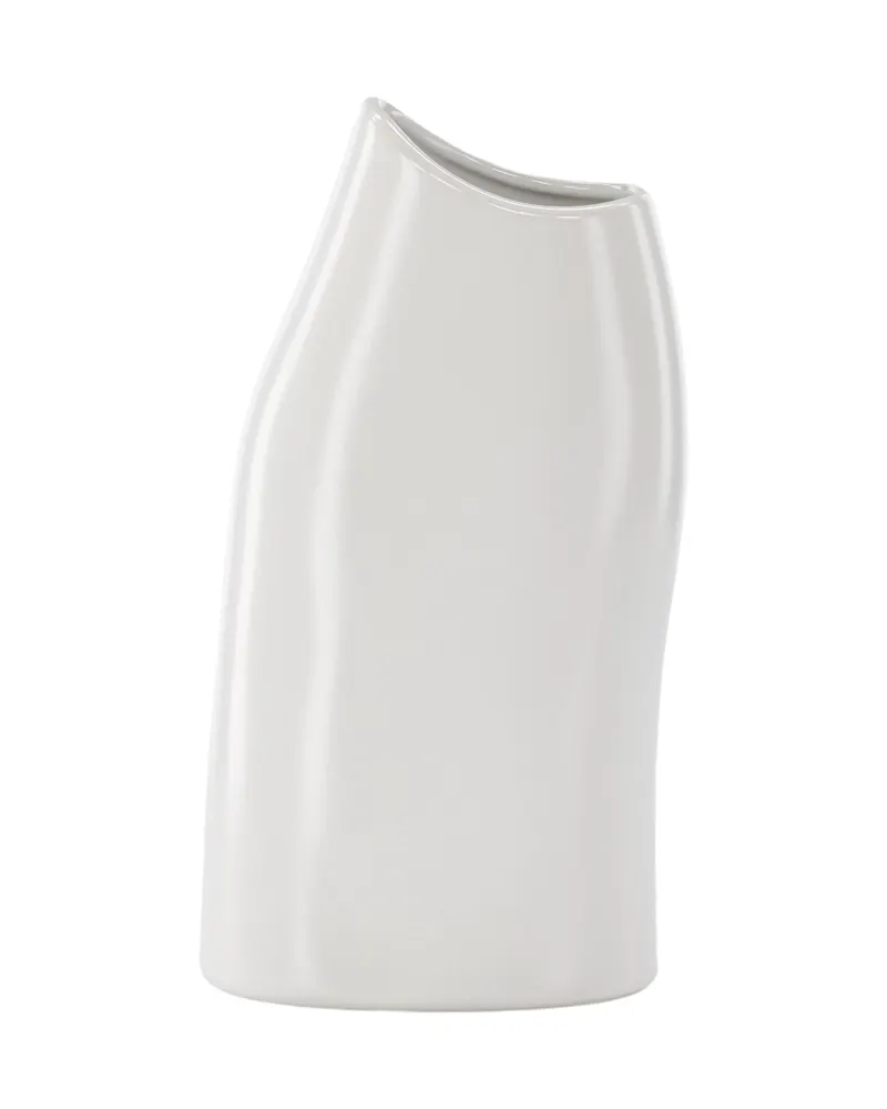 Ernst Vase mit schräg angeschnittenem Rand aus Steinzeug in Weiß, Ansicht 4