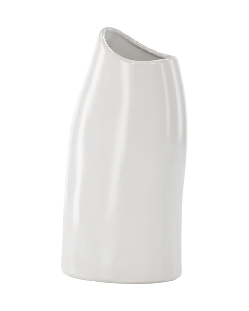 Ernst Vase mit schräg angeschnittenem Rand aus Steinzeug in Weiß, Ansicht 5
