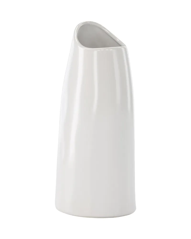 Ernst Vase mit schräg angeschnittenem Rand aus Steinzeug in Weiß, Ansicht 6