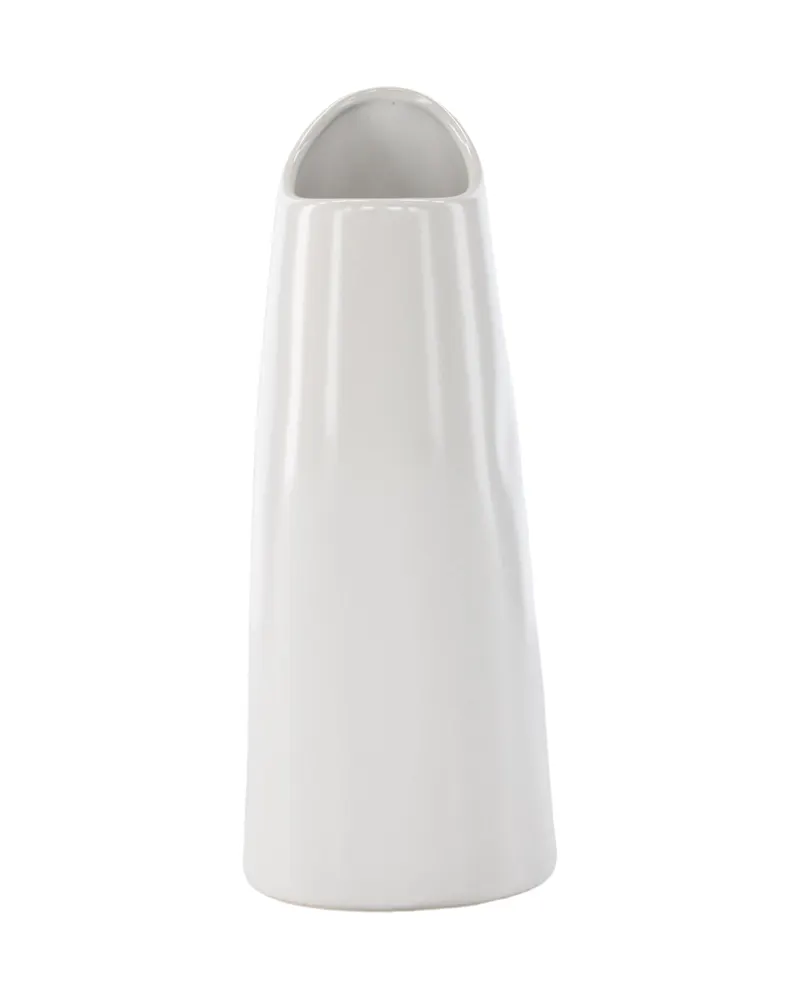 Ernst Vase mit schräg angeschnittenem Rand aus Steinzeug in Weiß, Ansicht 7