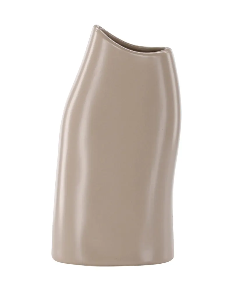Ernst Vase mit schräg angeschnittenem Rand aus Steinzeug in Beige, Ansicht 1