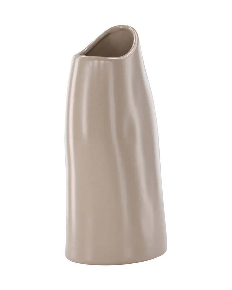 Ernst Vase mit schräg angeschnittenem Rand aus Steinzeug in Beige, Ansicht 8