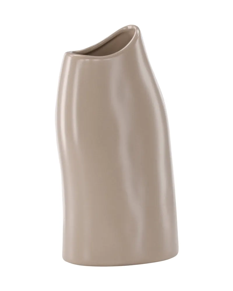 Ernst Vase mit schräg angeschnittenem Rand aus Steinzeug in Beige, Ansicht 9