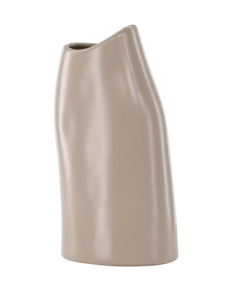 Ernst Vase mit schräg angeschnittenem Rand aus Steinzeug in Beige, Ansicht 11