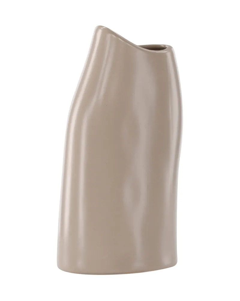 Ernst Vase mit schräg angeschnittenem Rand aus Steinzeug in Beige, Ansicht 2