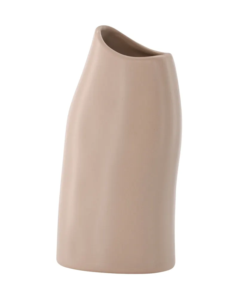 Ernst Vase mit schräg angeschnittenem Rand aus Steinzeug in Hellrosa, Ansicht 5