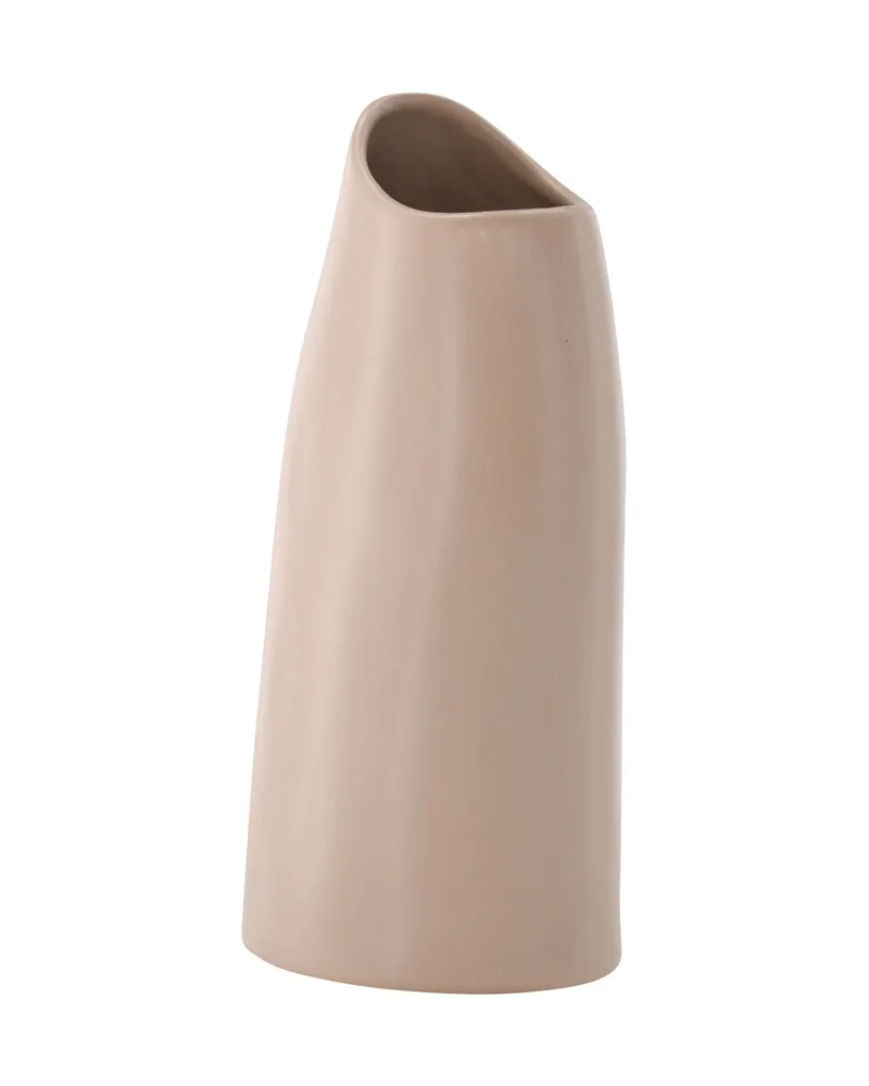 Ernst Vase mit schräg angeschnittenem Rand aus Steinzeug in Hellrosa, Ansicht 6