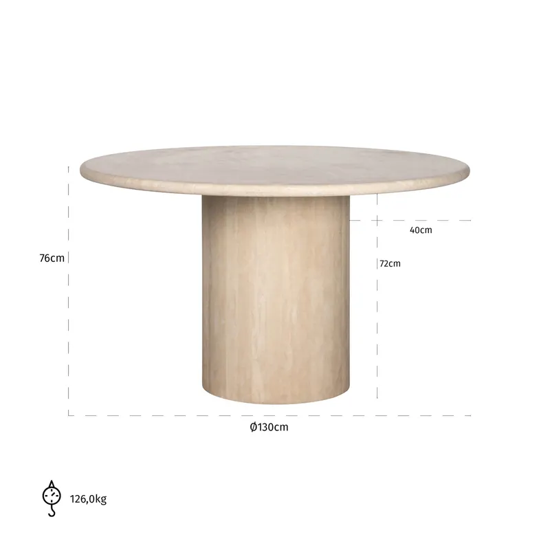 Esstisch Alexander Jones, Beige, 130Ø cm von Richmond Interiors, Maßzeichnung 9