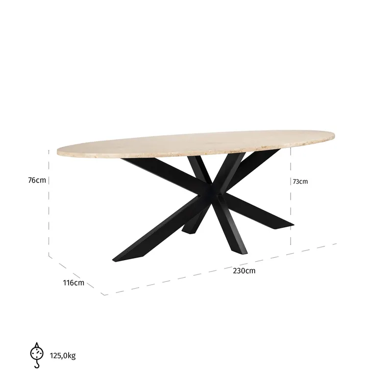 Esstisch Avalon oval bronzefarben von Richmond Interiors, Maßzeichnung 5