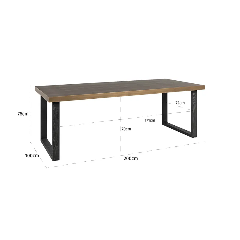 Bloomville Esstisch Brass Shagreen, 200 x 100 cm von Richmond Interiors, Maßzeichnung 8