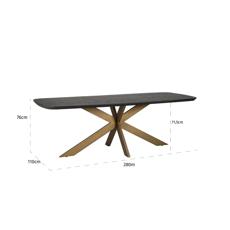 Esstisch Cambon 280 × 110 cm, Dunkles Kaffeebraun von Richmond Interiors, Maßzeichnung 5