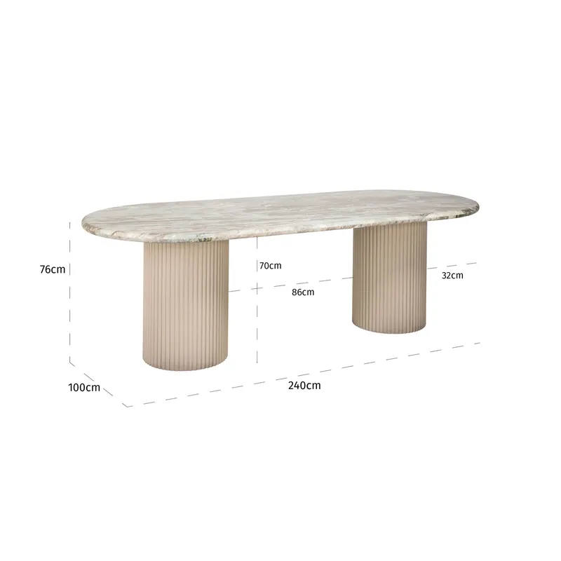 Esstisch Coronel, Blush beige von Richmond Interiors, Maßzeichnung 7
