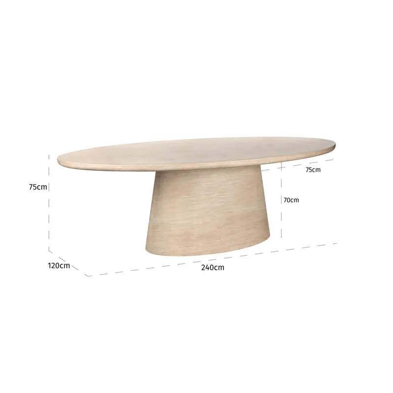 Esstisch Fictus 240 x 120 cm, Beige von Richmond Interiors, Maßzeichnung 6