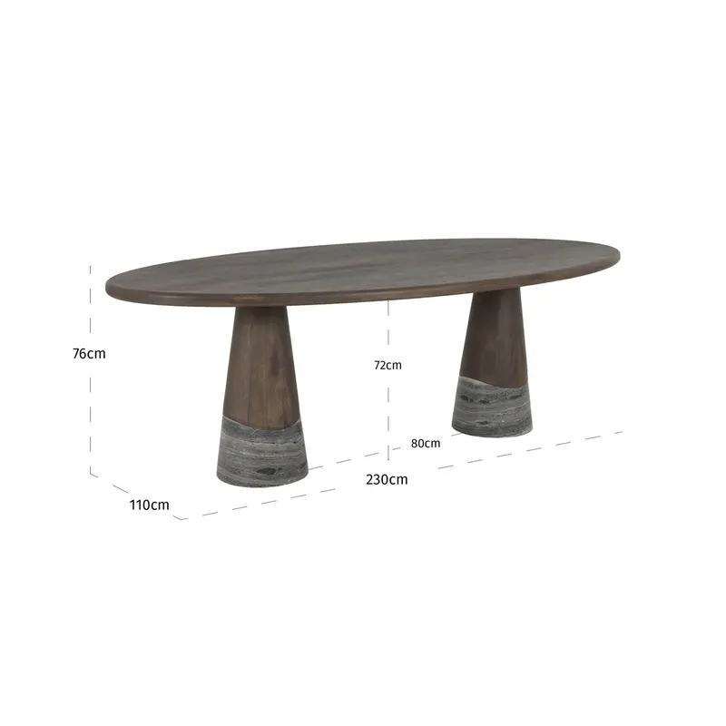 Esstisch Harper, Smoked Charcoal von Richmond Interiors, Maßzeichnung 6