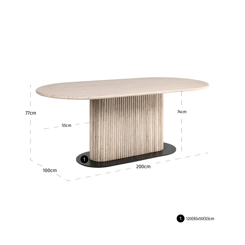 Esstisch La, Beige, 200 cm von Richmond Interiors, Maßzeichnung 7