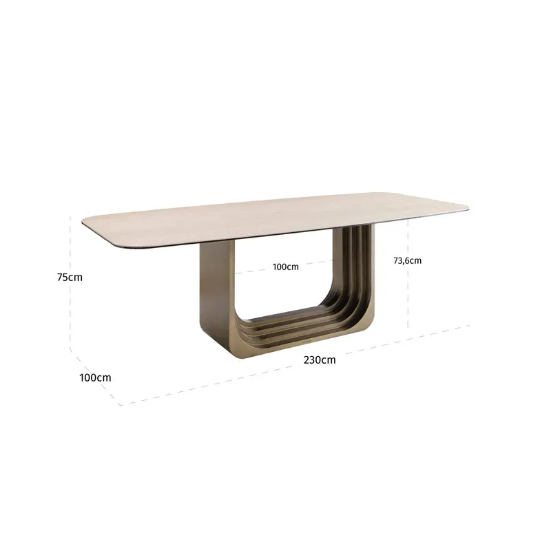 Esstisch Maxfield 230 cm, Beige von Richmond Interiors, Maßzeichnung 4