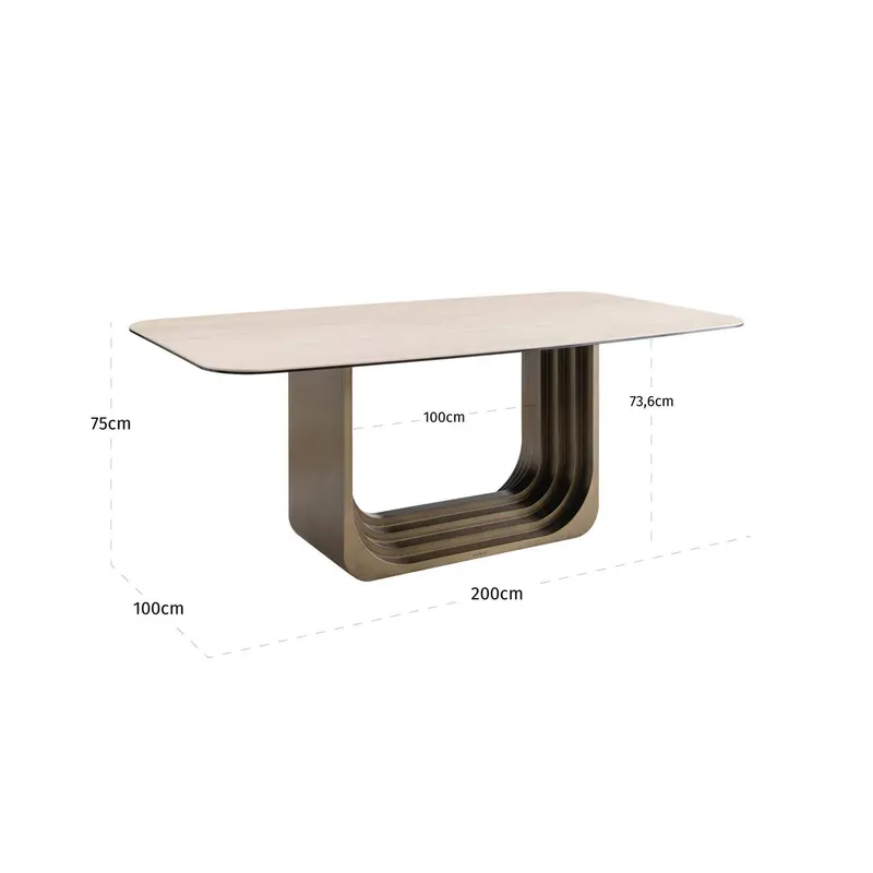 Esstisch Maxfield 200 cm, Beige von Richmond Interiors, Maßzeichnung 4
