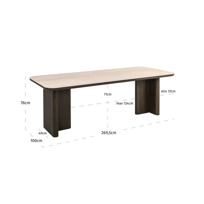 Esstisch Nando, Braun, 270 cm von Richmond Interiors, Maßzeichnung 7