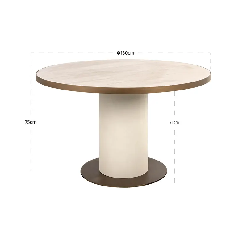 Esstisch Tivoli, Weiß, rund 130 cm von Richmond Interiors, Maßzeichnung 4