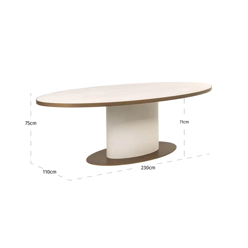 Esstisch Tivoli, Weiß, oval 230 x 110 cm von Richmond Interiors, Maßzeichnung 11