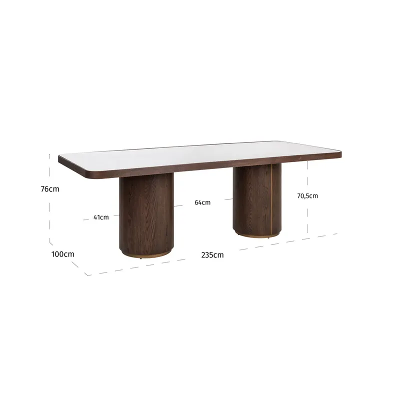 Esstisch Willox länglich 235 x 100 cm, Braun von Richmond Interiors, Maßzeichnung 10