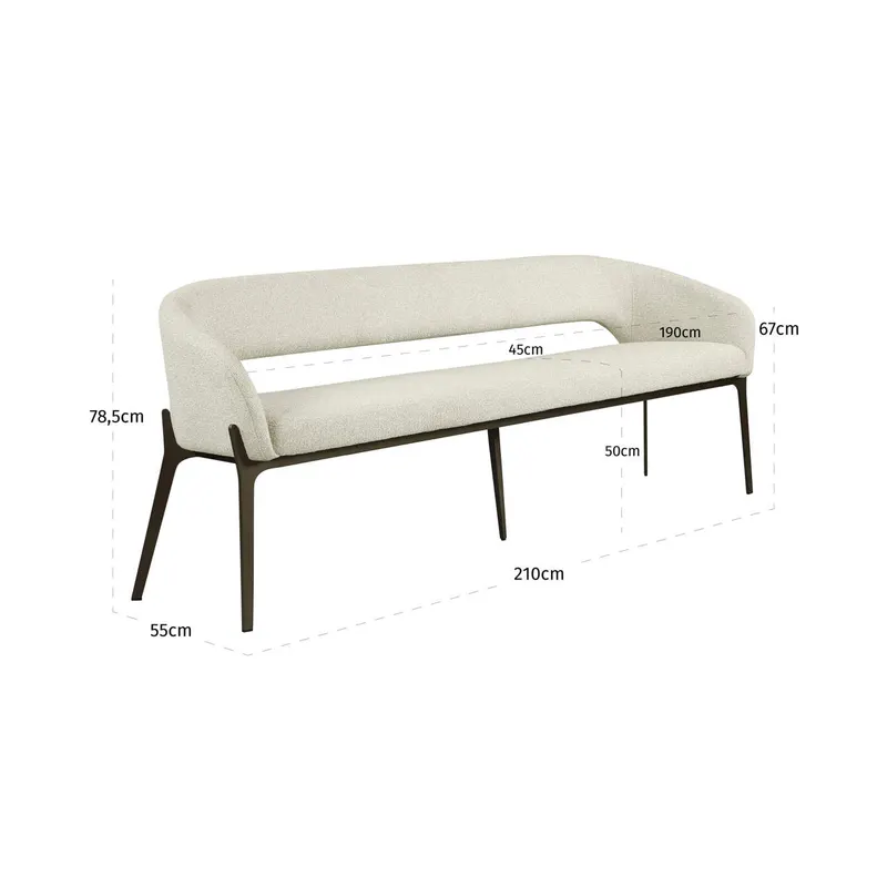 Esszimmerbank Kenzi, Biscotti von Richmond Interiors, Maßzeichnung 7