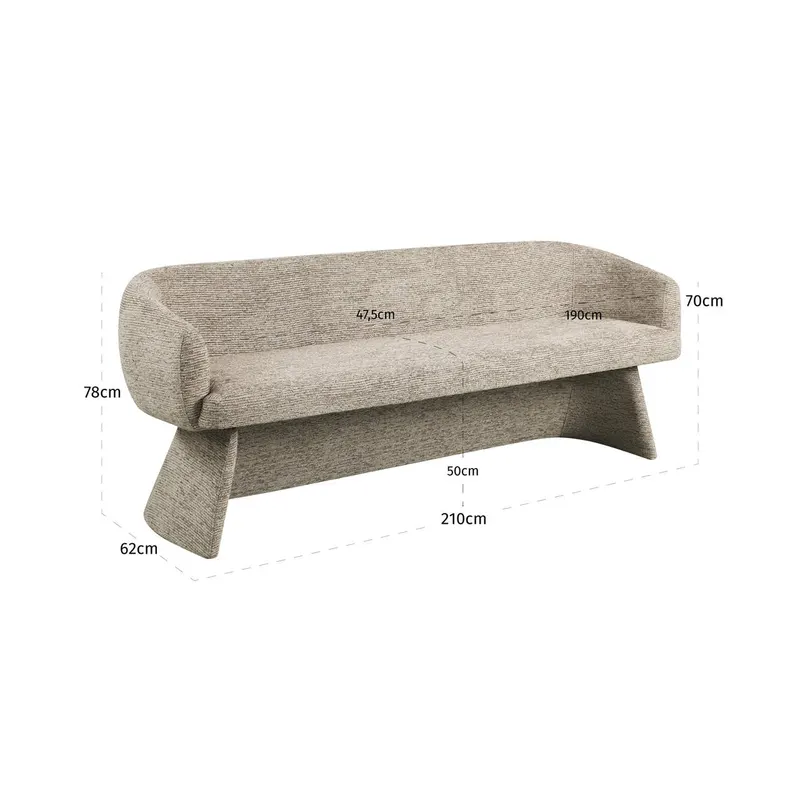Quiriro Esszimmerbank Mocca linear von Richmond Interiors, Maßzeichnung 7