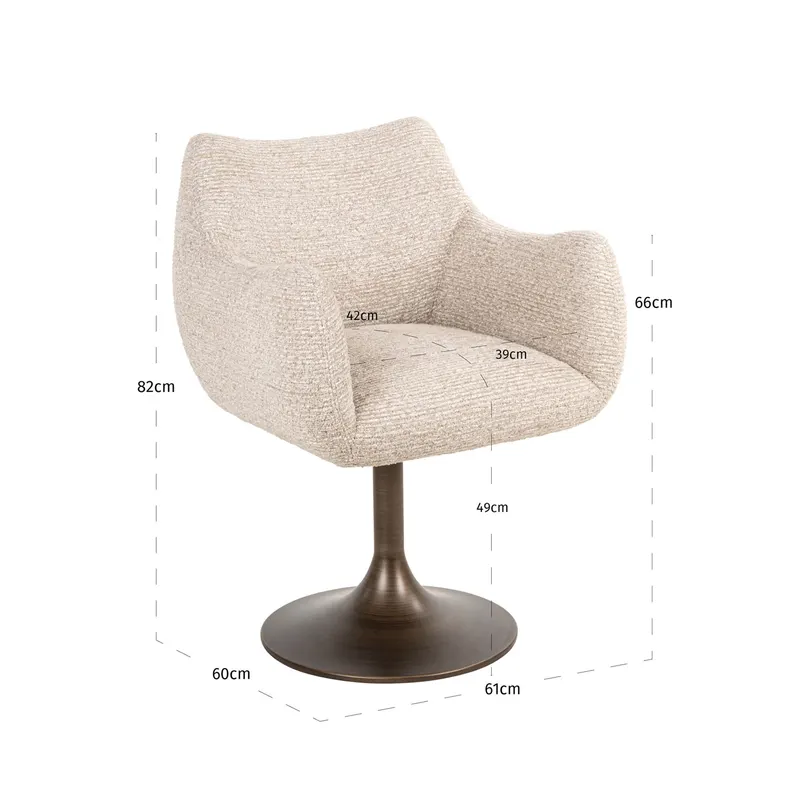 Esszimmerstuhl Aldo, Natural linear, drehbar von Richmond Interiors, Maßzeichnung 10