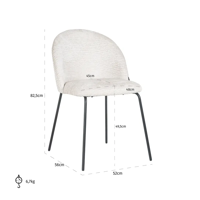 Esszimmerstuhl Alyssa, Cream fusion, 2er-Set von Richmond Interiors, Maßzeichnung 24