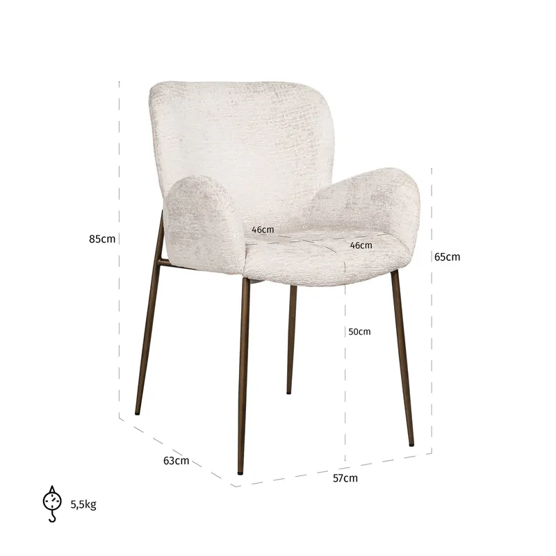 Esszimmerstuhl Amber, Cream fusion, feuerhemmend von Richmond Interiors, Maßzeichnung 11