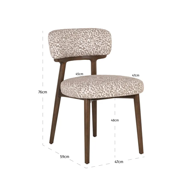 Esszimmerstuhl Basker, Natural geo, 2er-Set von Richmond Interiors, Maßzeichnung 12
