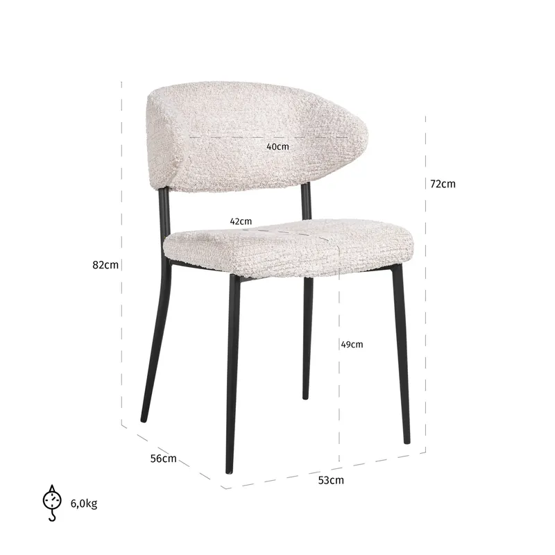 Esszimmerstuhl Bea, Lovely cream, 2er-Set von Richmond Interiors, Maßzeichnung 8