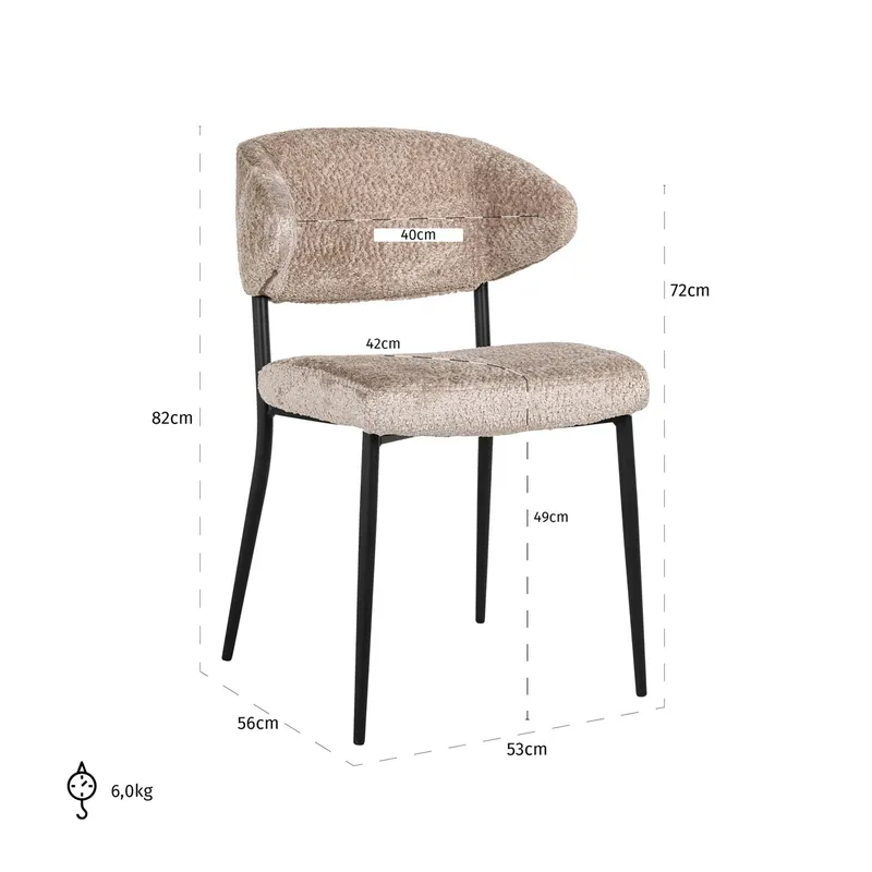 Esszimmerstuhl Bea, Sheep natural, 2er-Set von Richmond Interiors, Maßzeichnung 14