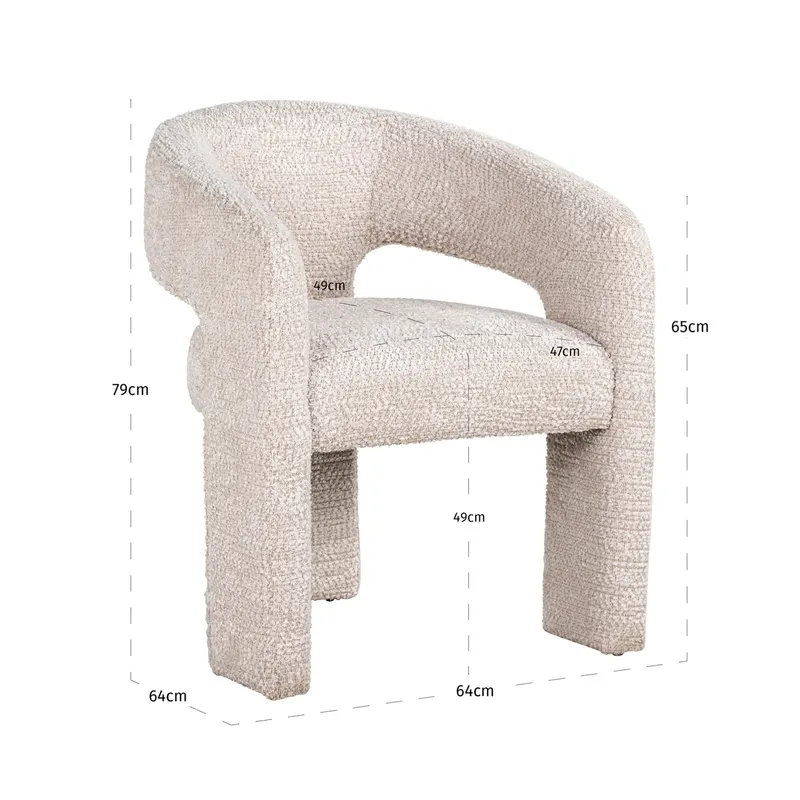 Esszimmerstuhl Belle, Lovely cream, feuerhemmend von Richmond Interiors, Maßzeichnung 12