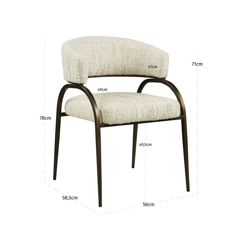 Esszimmerstuhl Charda, Beige angora von Richmond Interiors, Maßzeichnung 8